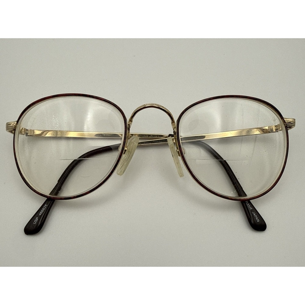 Japan Vintage Eyeglasses Gold Maroon Round USP 466626 "Harry Potter" Frames Only